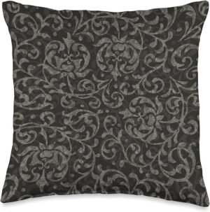 Vintage arts and crafts floral pattern throw pillow