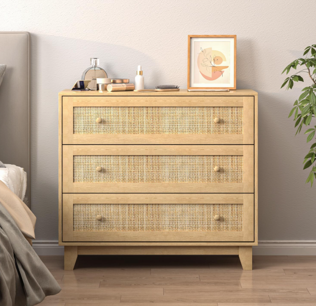 3 Drawer Rattan Dresser