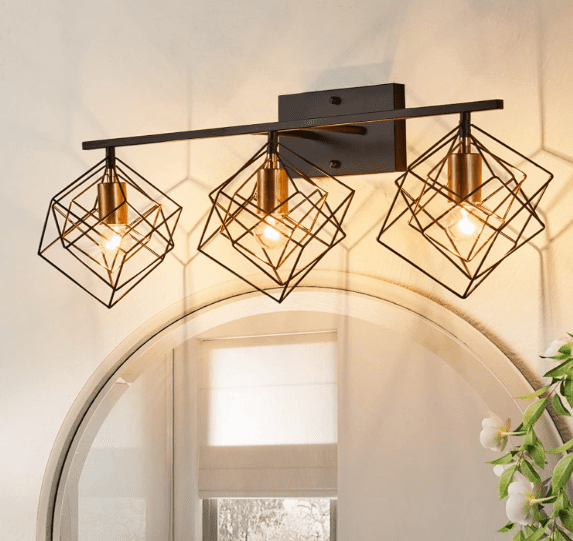 3-Light Vanity Light for Bathroom with Rotatable 3 Cube Shades