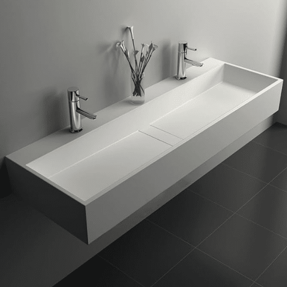 47" Bathroom Vessel Sink – Double-Bowl Wall-Mounted Trough Floating Sink