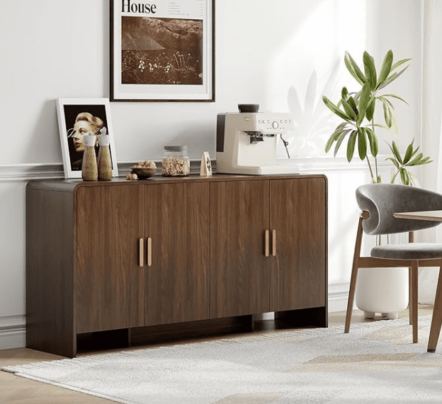 60" Sideboard Buffet Cabinet with Storage – Curved Design