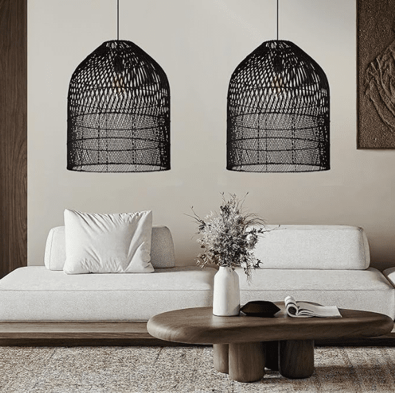 Arturesthome 1-Light Wicker Bell Pendant Lamp