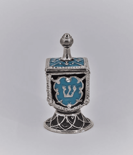 Bejeweled Dreidel Trinket Box on Stand – Hand-Painted Enamel with Austrian Crystals