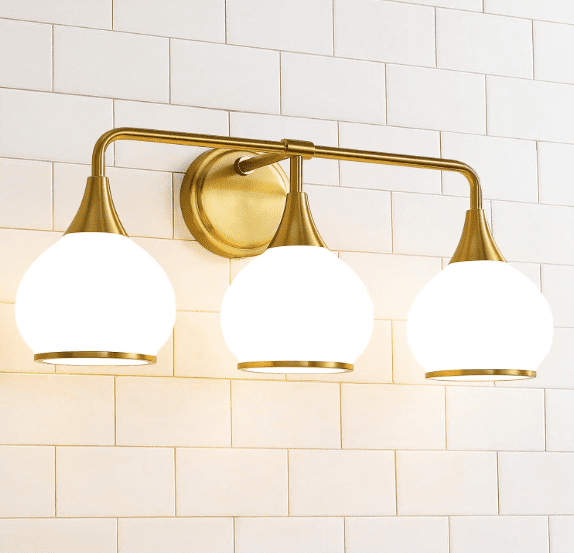 Brushed Gold Bathroom Light Fixtures - 3-Lights