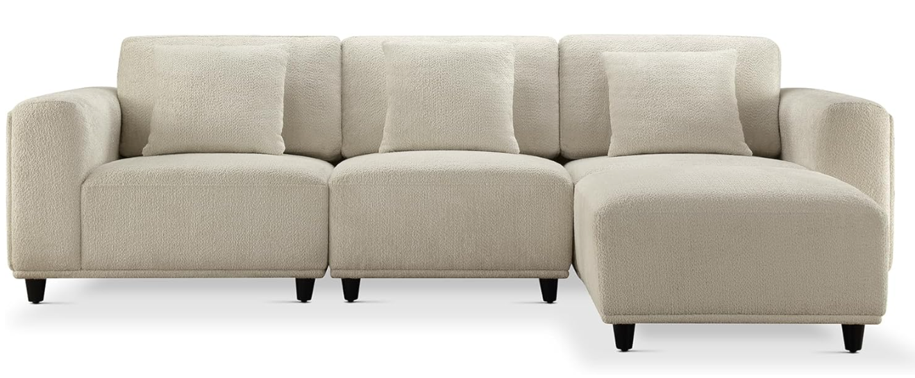 CHERS Boucle Upholstered Modular Sectional Sofa with Removable Ottoman