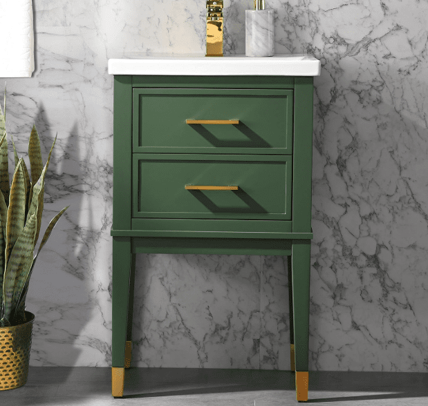 Claray 20" Single Bathroom Vanity with Porcelain Top - Green