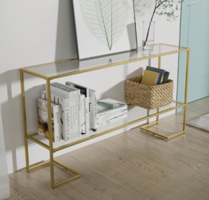 Cozy Castle 52 inch Gold Tempered Glass with Metal Frame Console Table