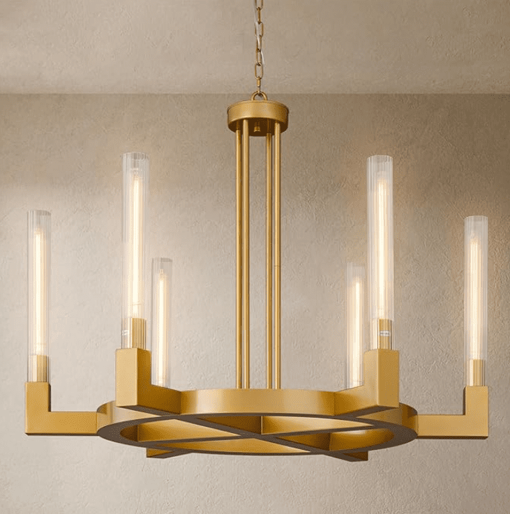 Farmhouse Chandelier with Glass Tubes