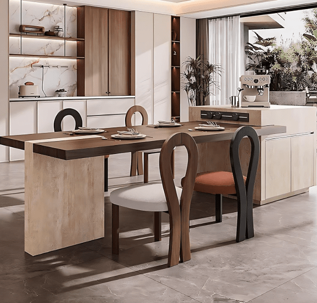 Italian Minimalist Style Pull-Out Kitchen Island with Storage