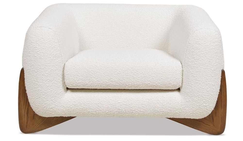 Jennifer Taylor Home Alpine 43.5 inch white boucle modern scandinavian minimalist round arm sherpa chair