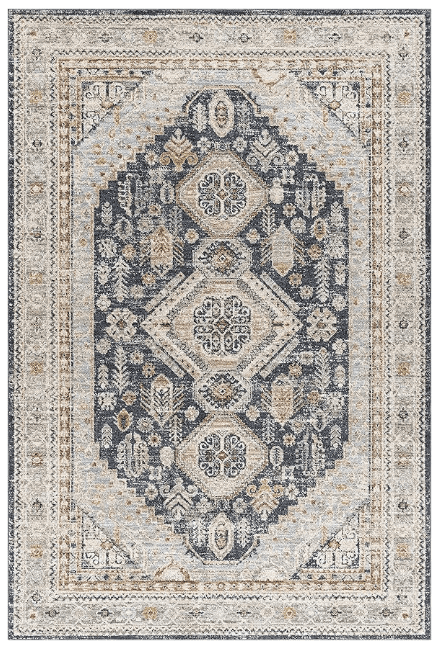 Kouta Farmhouse Traditional Area Rug - Beige, Navy, Blue, Sage