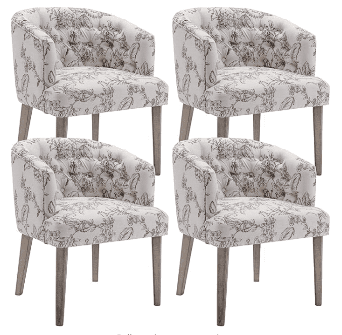 Mid-Century Dining Chairs Set of 4 - Tufted Upholstered