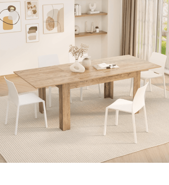 Mobili Fiver Easy Extendable Dining Table, Oak, Seats 6-8 People, Italian Furniture