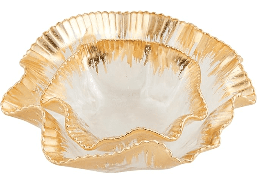 Mud Pie Gold Glass Tray and Dip Bowl Set