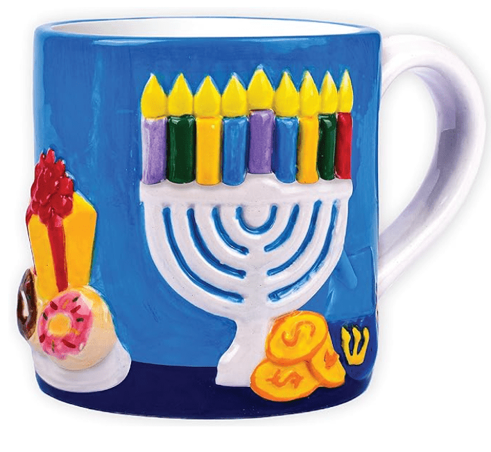 Ner Mitzvah 3D Hanukkah Mug – Hand-Painted Menorah Design