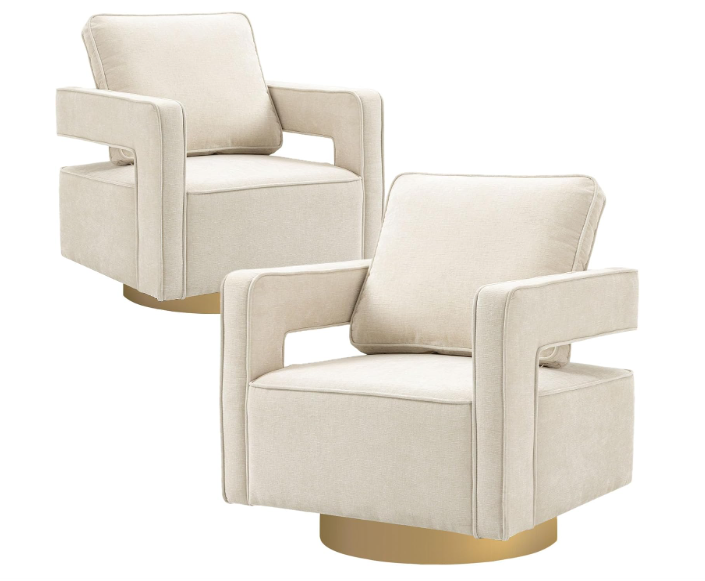 ODUWA 360-Degree Swivel Barrel Chair, Chenille