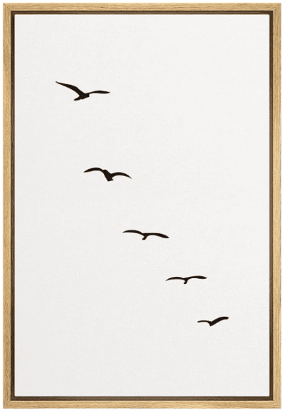 SIGNFORD Framed Canvas Print - Minimalist Composition of Flock of Birds in Abstract Wilderness SIGNFORD Framed Canvas Print - Minimalist Composition of Flock of Birds in Abstract Wilderness