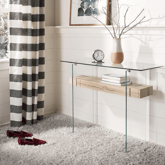 Safavieh Home Kayley Natural and Glass Console Table