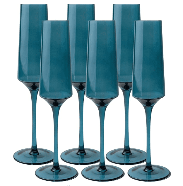 Saludi Colored Champagne Flutes, Hand-Blown Glasses (also in multicolor)