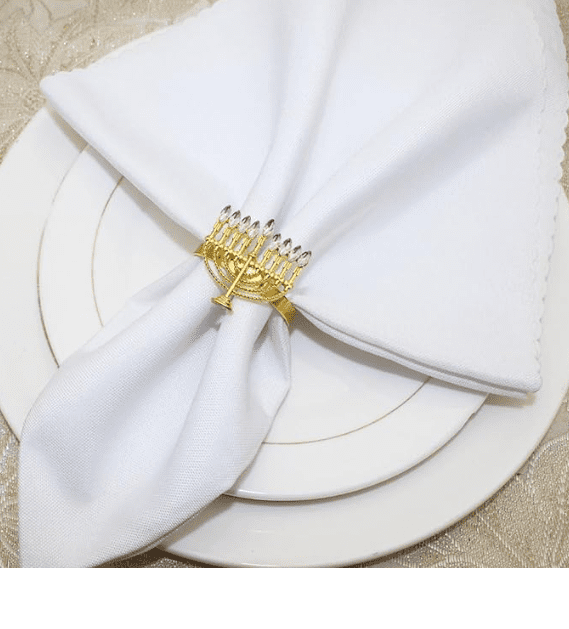 TEHAUX 6-Piece Menorah Napkin Rings