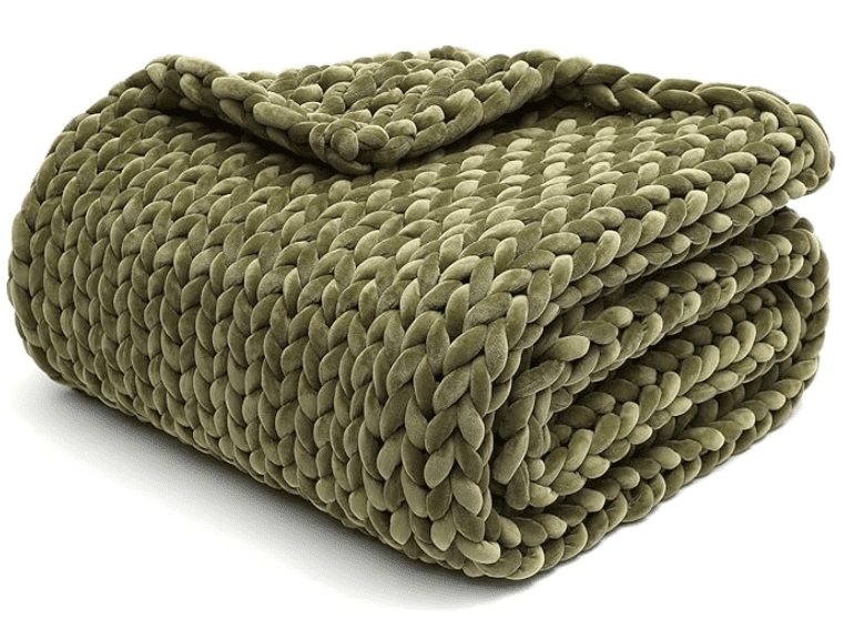 YnM Velvet Weighted Blanket, Handmade Chunky Knitted