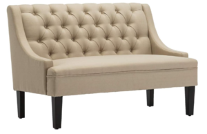 Yongqiang Upholstered Settee Bench, Loveseat with Back, Khaki