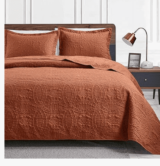 bed quilt burn orange