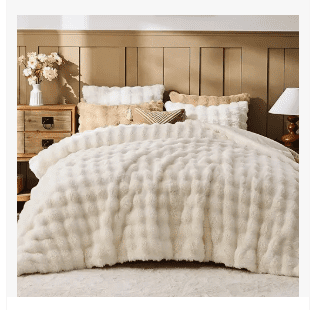 rabbit faux fur comforter set