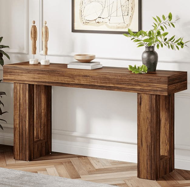 Rustic Brown Farmhouse Console Table