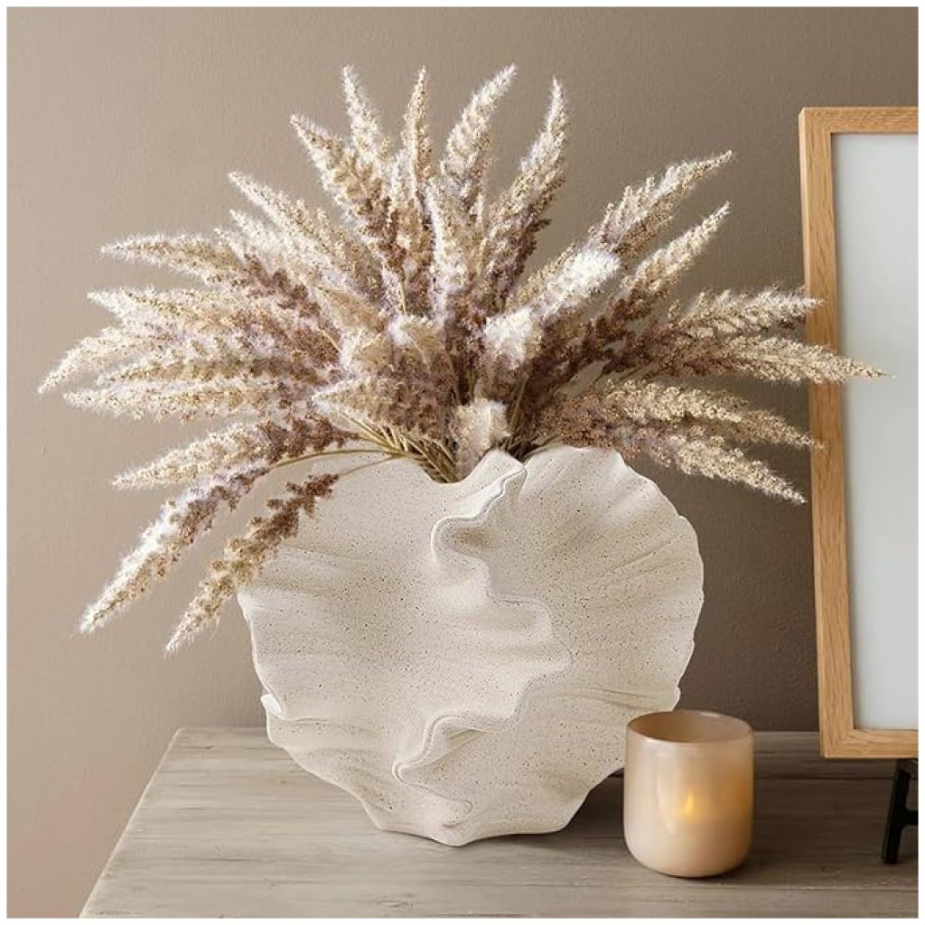 Cream Color Ceramic Vase – Modern Donut-Shaped Coral Flower Vase for Boho Home Decor