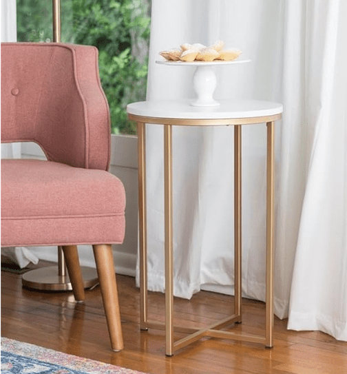 Cora Modern Faux Marble Round Accent Table