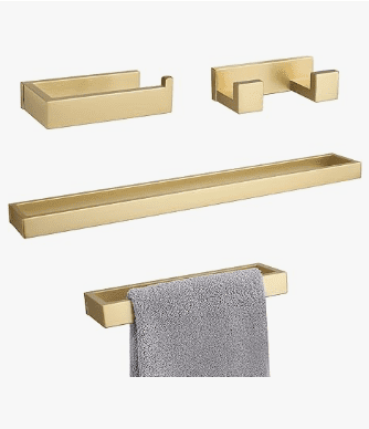 Lairuier Brushed Gold Bathroom Hardware Set – Sleek 4-Piece Collection