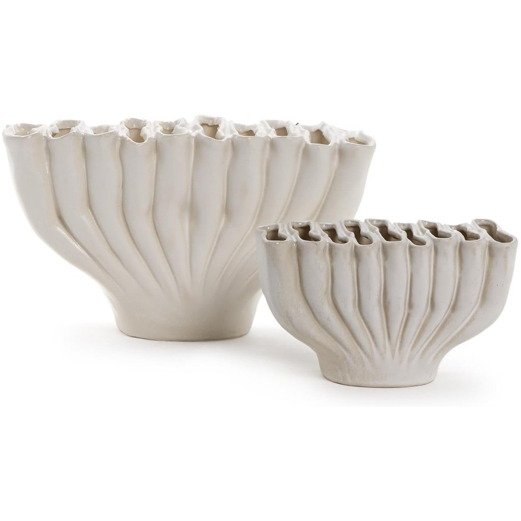 Two's Company Banyan White Ceramic Vase Set – Home Decor Accessories