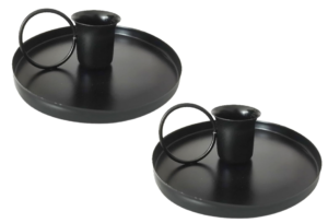 2 Pcs 4 Inch Black Iron Candle Holder for Taper Candles, Black