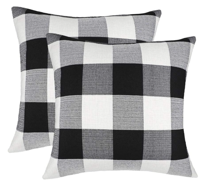 4TH Emotion Set of 2 Farmhouse Buffalo Check Plaid Throw Pillow Covers, 20x20inches