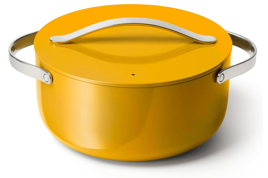 Caraway Nonstick Ceramic Dutch Oven Pot with Lid, Oven Safe & Compatible with All Stovetops (Gas, Electric & Induction), Marigold