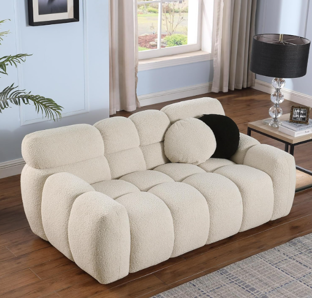 GNIXUU 65in Boucle Cloud Sofa, Beige