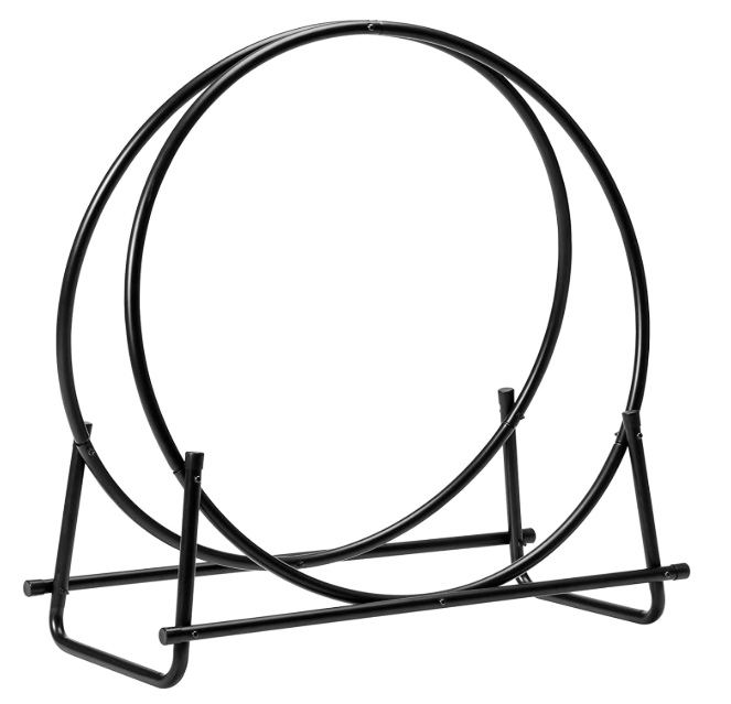 Goplus Firewood Rack, 41 Inch Indoor/Outdoor Firewood Log Hoop, 440LBS Capacity, Heavy Duty Steel Wood Storage Rack