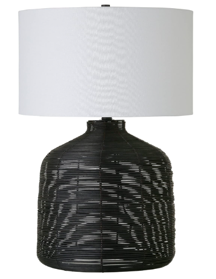 Henn&Hart 27in Tall Oversized Rattan Table Lamp