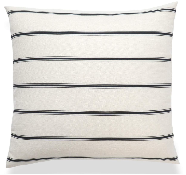 Hofdeco Mid Century Neutral Decorative Pillow Cover ONLY, Black Beige Stripes, 18x18in