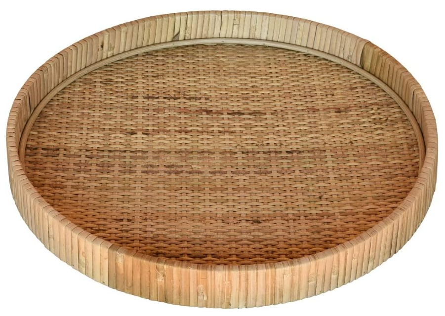 HomArt 5219-0 Cayman Large Tray, 13.50-inch Diameter, Natural, Rattan