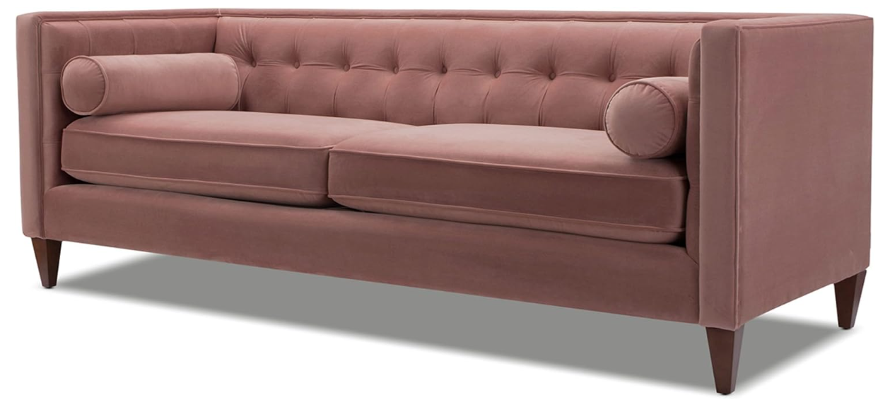 Jennifer Taylor Home Jack 84 inch Modern Tuxedo Tufted Sofa, Ash Rose Pink Velvet