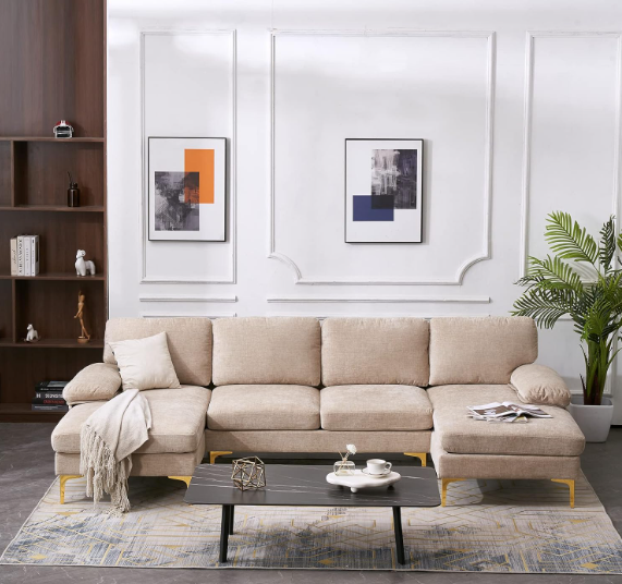 Karl Home Convertible U-Shape Sectional Sofa, 4-Seater