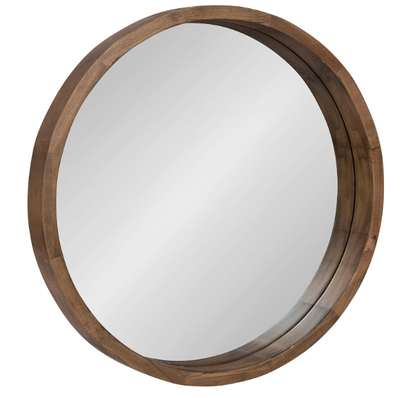 Kate and Laurel Hutton Round Decorative Modern Wood Frame Wall Mirror