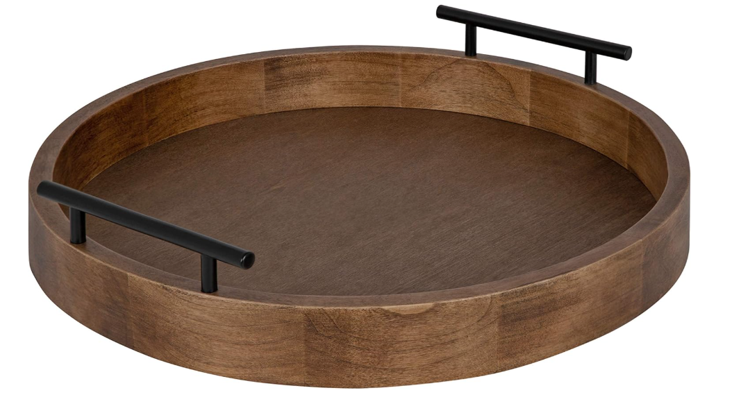 Kate and Laurel Lipton Modern Round Wood Tray