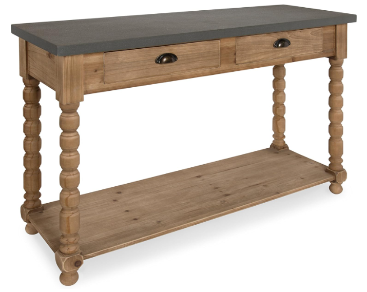 Kate and Laurel Rutledge Farmhouse Chic Two Drawer Console Table with Concrete Gray Top