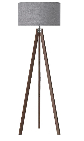 LEPOWER Wood Tripod Floor Lamp, Dark Brown