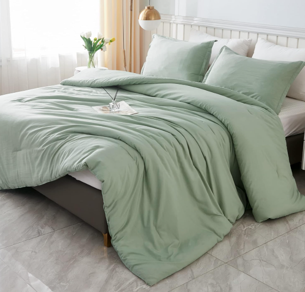 Litanika Sage Green Queen Comforter Set - 3-Piece