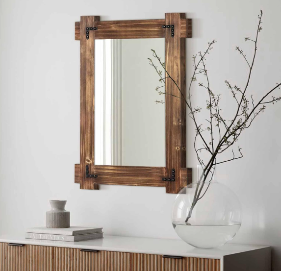 MeMoreCool Rustic Framed Wood Mirror, 20x30in