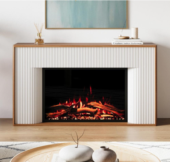 Modern Ember Arrie Smart Electric Fireplace Mantel Package, Remote Control, Wi-Fi App, Alexa & Google